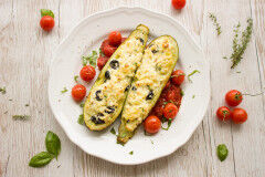 tagAlt.Stuffed Zucchini with Yellow Pepper Cream