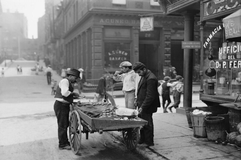 tagAlt.Early 19 century Italian men by food cart Italy cover