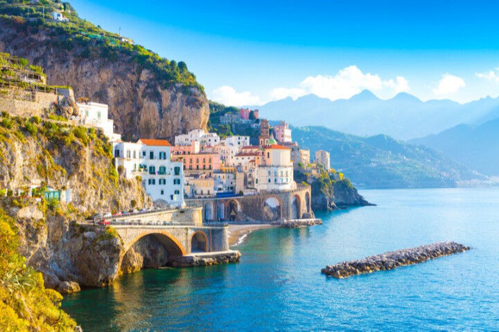 Amalfi cityscape on coast line of mediterranean sea, Italy_2020202020
