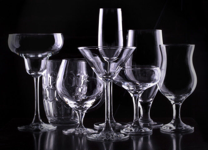 Set with different empty glasses_202201010